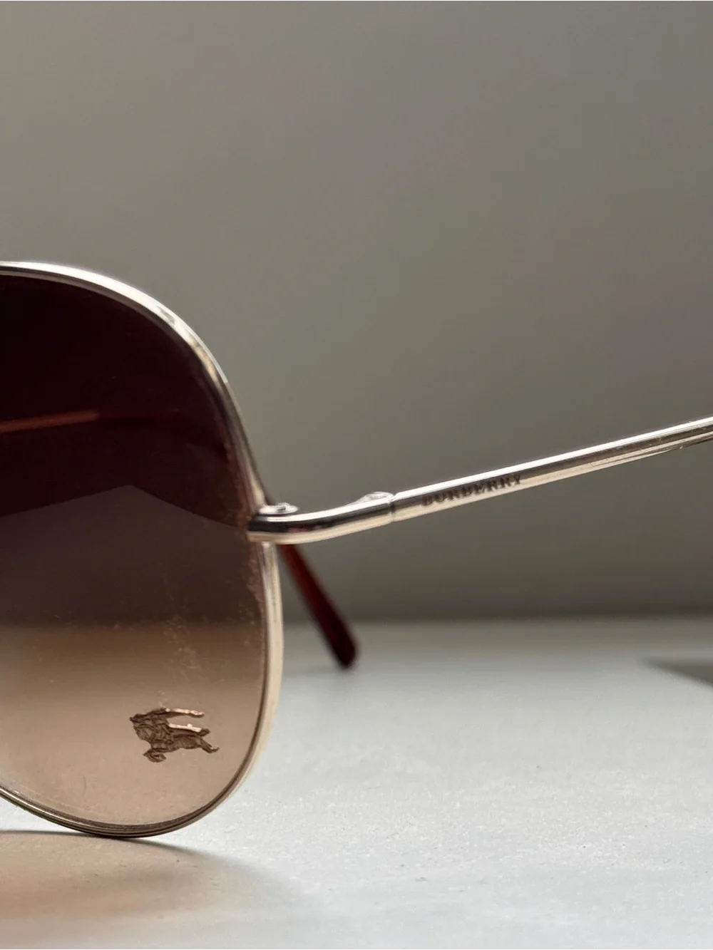 Vintage Burberry Brown Gradient Aviator Sunglasses